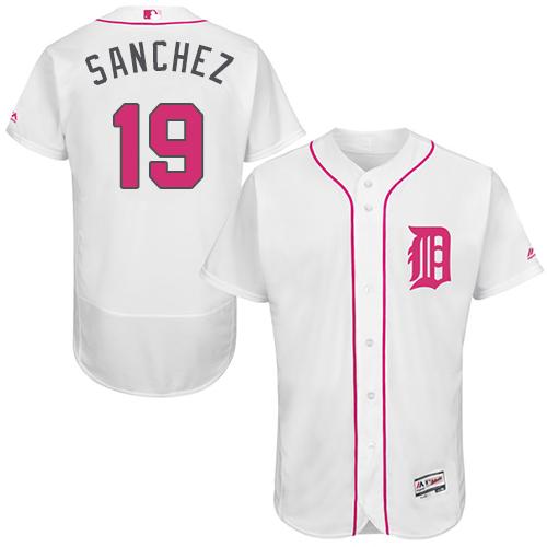 Tigers #19 Anibal Sanchez White Flexbase Authentic Collection Mother's Day Stitched MLB Jersey - Click Image to Close